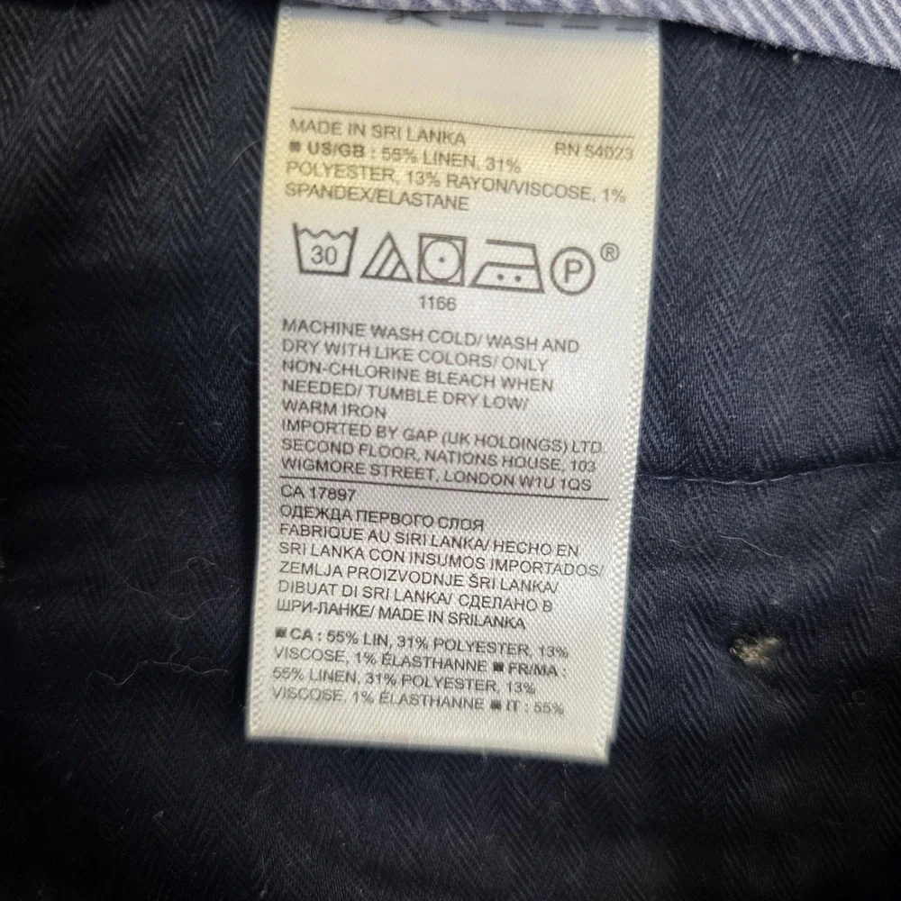 Banana Republic Pants Mens 34x33 Blue Linen Blend Flat Front Dress Trouser Slim‎